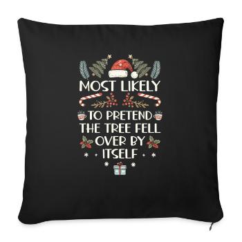 Noël Noël drôle dire humour drôle - Housse de coussin décorative 45 x 45 cm - noir - Devant