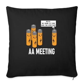 AA Meeting Witziges Batterie Cartoon Design - Sofakissenbezug 45 x 45 cm - Schwarz - Vorne