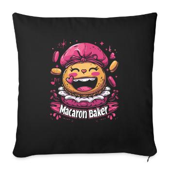 Amateurs de macarons Macaron Baker - Housse de coussin décorative 45 x 45 cm - noir - Devant