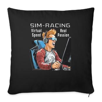 SIM RACING La vitesse virtuelle, la vraie passion - Housse de coussin décorative 45 x 45 cm - noir - Devant