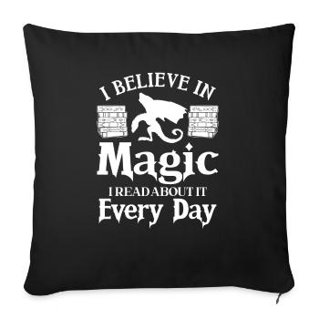 rat de bibliothèque Dragon Fantasy Amateur de livres - Housse de coussin décorative 45 x 45 cm - noir - Devant