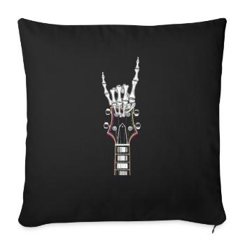 Squelette Guitariste Joueur Bones Guitariste Musicien - Housse de coussin décorative 45 x 45 cm - noir - Devant