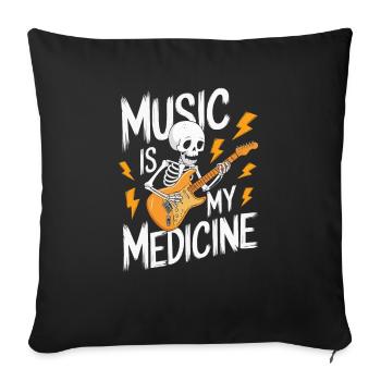 Squelette Guitariste Joueur Bones Guitariste Musicien - Housse de coussin décorative 45 x 45 cm - noir - Devant