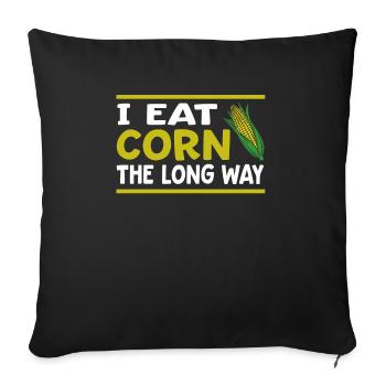 Je mange du maïs à la longue - Drôle - Housse de coussin décorative 45 x 45 cm - noir - Devant