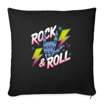 Squelette Guitariste Joueur Bones Guitariste Musicien - Housse de coussin décorative 45 x 45 cm - noir - Devant