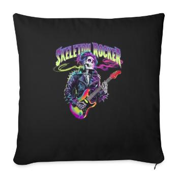 Skeleton Guitar Player Bones Guitarist Musician - Sofa pillowcase 17,3'' x 17,3'' (45 x 45 cm) - black - Front