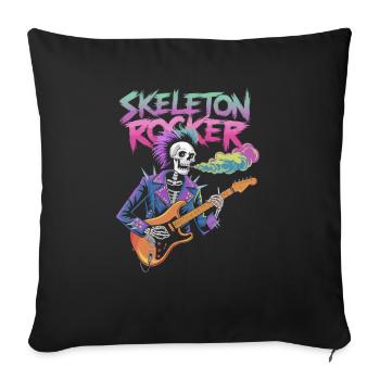 Skeleton Guitar Player Bones Guitarist Musician - Sofa pillowcase 17,3'' x 17,3'' (45 x 45 cm) - black - Front