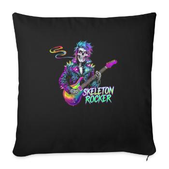 Skeleton Guitar Player Bones Guitarist Musician - Sofa pillowcase 17,3'' x 17,3'' (45 x 45 cm) - black - Front