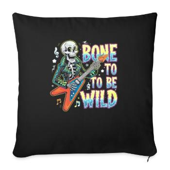 Squelette Guitariste Joueur Bones Guitariste Musicien - Housse de coussin décorative 45 x 45 cm - noir - Devant