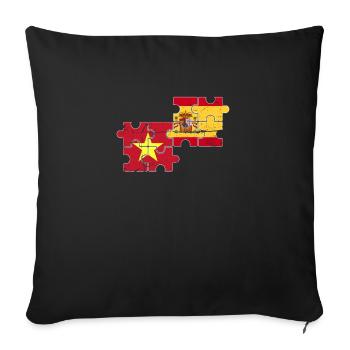 Vietnam Spanien Vintage Flagge Spanier Vietnamese - Sofakissenbezug 45 x 45 cm - Schwarz - Vorne