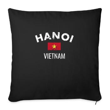 Hanoi Vietnam Vintage Flagge Vietnamese - Sofakissenbezug 45 x 45 cm - Schwarz - Vorne