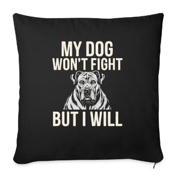 Anti Humain Pro Chien Amoureux Propriétaire Chiot Chiot Doggy - Housse de coussin décorative 45 x 45 cm - noir - Devant