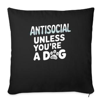 Anti Humain Pro Chien Amoureux Propriétaire Chiot Chiot Doggy - Housse de coussin décorative 45 x 45 cm - noir - Devant