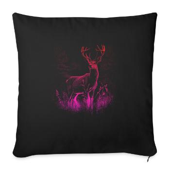 Cerfs majestueux en pleine nature : - Housse de coussin décorative 45 x 45 cm - noir - Devant
