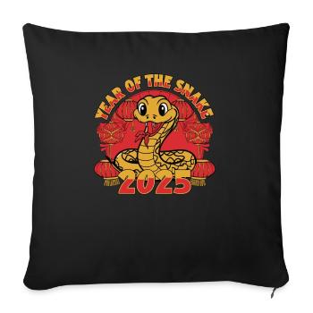 Chinese Year 2025 Year of the Snake - Sofa pillowcase 17,3'' x 17,3'' (45 x 45 cm) - black - Front
