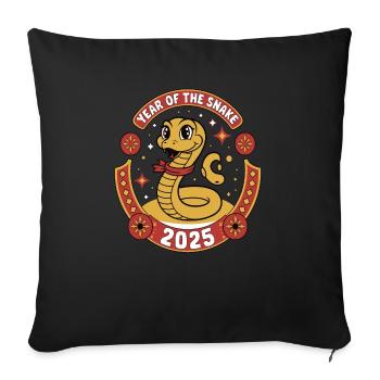 Chinese Year 2025 Year of the Snake - Sofa pillowcase 17,3'' x 17,3'' (45 x 45 cm) - black - Front