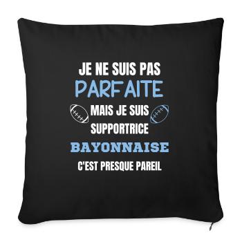 Supportrice Bayonnaise Parfaite Rugby - Housse de coussin décorative 45 x 45 cm - noir - Devant