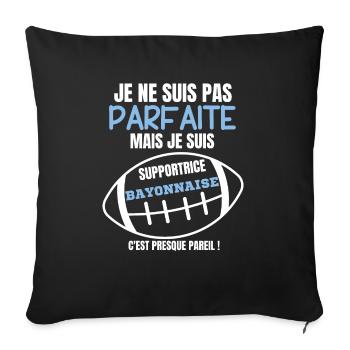 Supportrice Bayonnaise Parfaite Rugby - Housse de coussin décorative 45 x 45 cm - noir - Devant