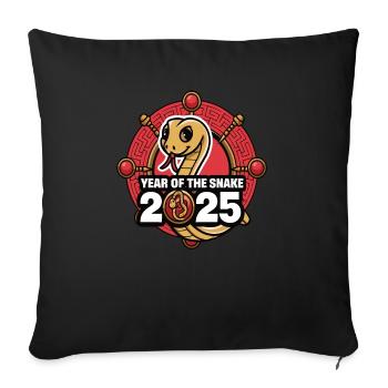 Chinese Year 2025 Year of the Snake - Sofa pillowcase 17,3'' x 17,3'' (45 x 45 cm) - black - Front
