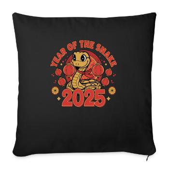 Chinese Year 2025 Year of the Snake - Sofa pillowcase 17,3'' x 17,3'' (45 x 45 cm) - black - Front