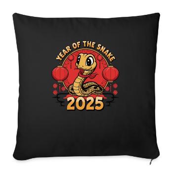 Année Chinoise 2025 Année du Serpent - Housse de coussin décorative 45 x 45 cm - noir - Devant