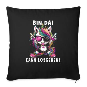 Licorne mignonne, licornes colorées - Housse de coussin décorative 45 x 45 cm - noir - Devant