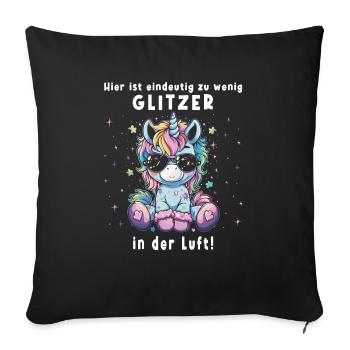 Licorne mignonne, licornes colorées - Housse de coussin décorative 45 x 45 cm - noir - Devant
