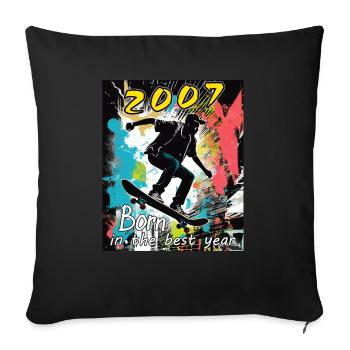 2007 SKAETER Born in the best year - Sofakissenbezug 45 x 45 cm - Schwarz - Vorne