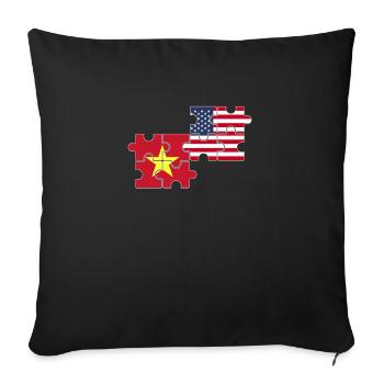 Vietnam USA Drapeau Américain Vietnamien - Housse de coussin décorative 45 x 45 cm - noir - Devant
