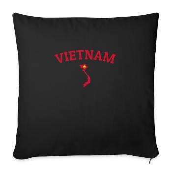 Carte du Vietnam Drapeau vietnamien Vietnamien - Housse de coussin décorative 45 x 45 cm - noir - Devant