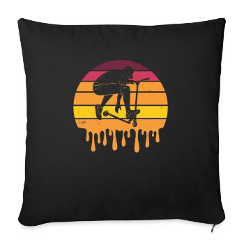 Cooler Scooterfahrer Vor Retro Sonnenuntergang - Sofakissenbezug 45 x 45 cm - Schwarz - Vorne