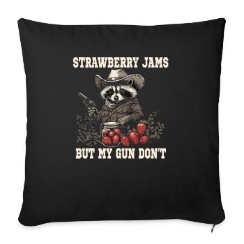 Des confitures de fraises mais mon arme n'est pas plus drôle - Housse de coussin décorative 45 x 45 cm - noir - Devant