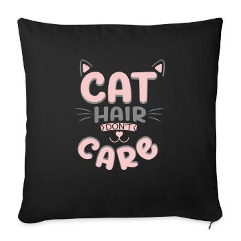 Les poils de chat s’en fichent, Cadeau Amoureux des chats - Housse de coussin décorative 45 x 45 cm - noir - Devant
