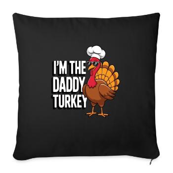 Papa Dinde Thanksgiving - Housse de coussin décorative 45 x 45 cm - noir - Devant