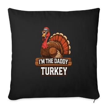 Papa Dinde Thanksgiving - Housse de coussin décorative 45 x 45 cm - noir - Devant