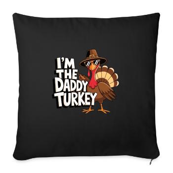 Papa Dinde Thanksgiving - Housse de coussin décorative 45 x 45 cm - noir - Devant