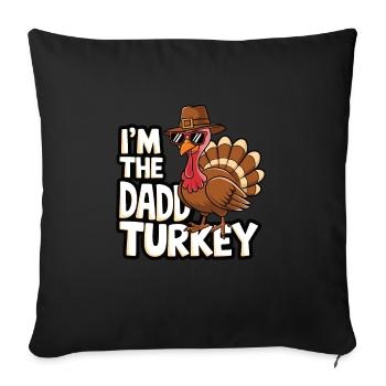 Papa Dinde Thanksgiving - Housse de coussin décorative 45 x 45 cm - noir - Devant