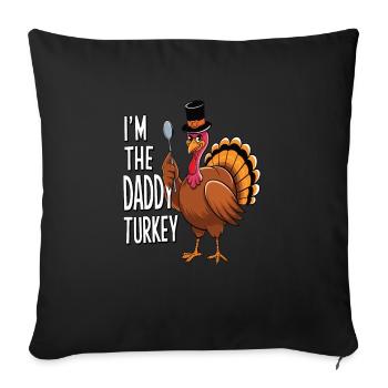 Papa Dinde Thanksgiving - Housse de coussin décorative 45 x 45 cm - noir - Devant
