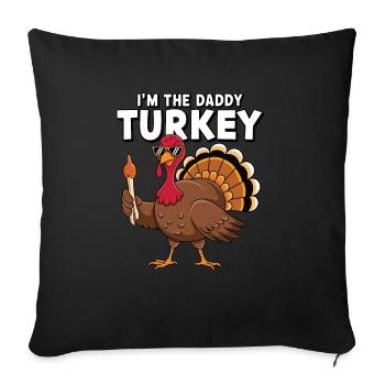 Papa Dinde Thanksgiving - Housse de coussin décorative 45 x 45 cm - noir - Devant