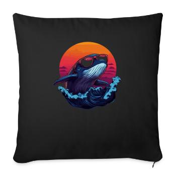 Cool Whale In Sunset With Sunglasses - Sofa pillowcase 17,3'' x 17,3'' (45 x 45 cm) - black - Front