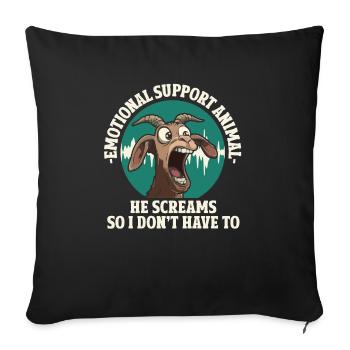 Emotional Support Animal Goat Screaming - Sofa pillowcase 17,3'' x 17,3'' (45 x 45 cm) - black - Front
