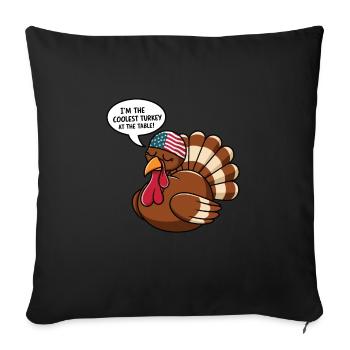 Dinde drôle de Thanksgiving - Housse de coussin décorative 45 x 45 cm - noir - Devant