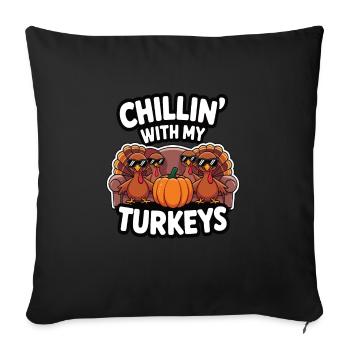 Dinde drôle de Thanksgiving - Housse de coussin décorative 45 x 45 cm - noir - Devant