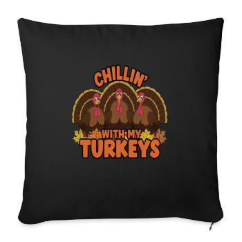 Dinde drôle de Thanksgiving - Housse de coussin décorative 45 x 45 cm - noir - Devant