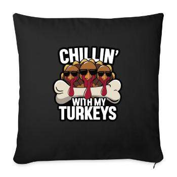 Dinde drôle de Thanksgiving - Housse de coussin décorative 45 x 45 cm - noir - Devant