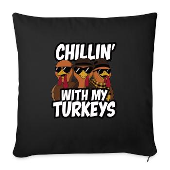 Dinde drôle de Thanksgiving - Housse de coussin décorative 45 x 45 cm - noir - Devant