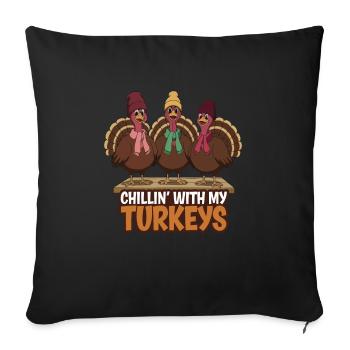 Dinde drôle de Thanksgiving - Housse de coussin décorative 45 x 45 cm - noir - Devant