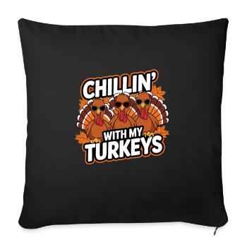 Dinde drôle de Thanksgiving - Housse de coussin décorative 45 x 45 cm - noir - Devant