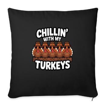 Dinde drôle de Thanksgiving - Housse de coussin décorative 45 x 45 cm - noir - Devant