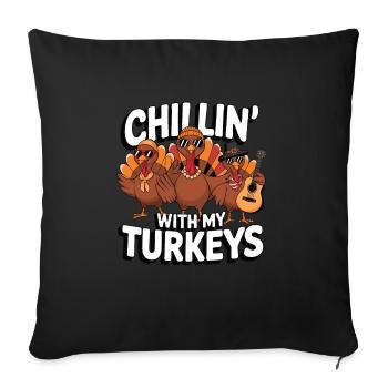 Dinde drôle de Thanksgiving - Housse de coussin décorative 45 x 45 cm - noir - Devant